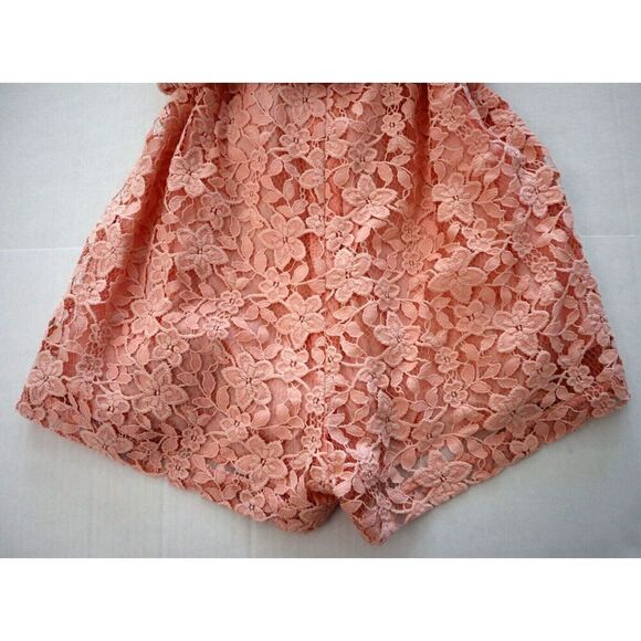 Line & Dot LR6201B Women's Sz Small Pink Floral Lace Sleeveless Lined Romper - Picture 8 of 12